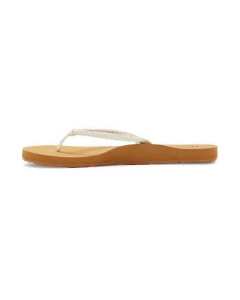 Papuci flip-flop cu barete impletite Costas, Alb/Maro camel