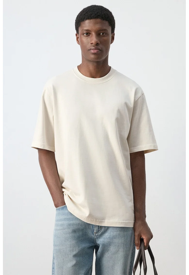 Tricou lejer din bumbac, Bej deschis