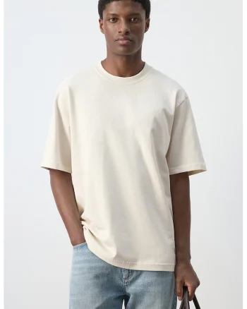 Tricou lejer din bumbac, Bej deschis