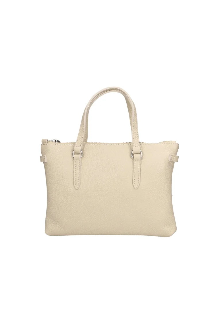 Geanta piele cu bareta de Bej, Bej, 22x17x3
