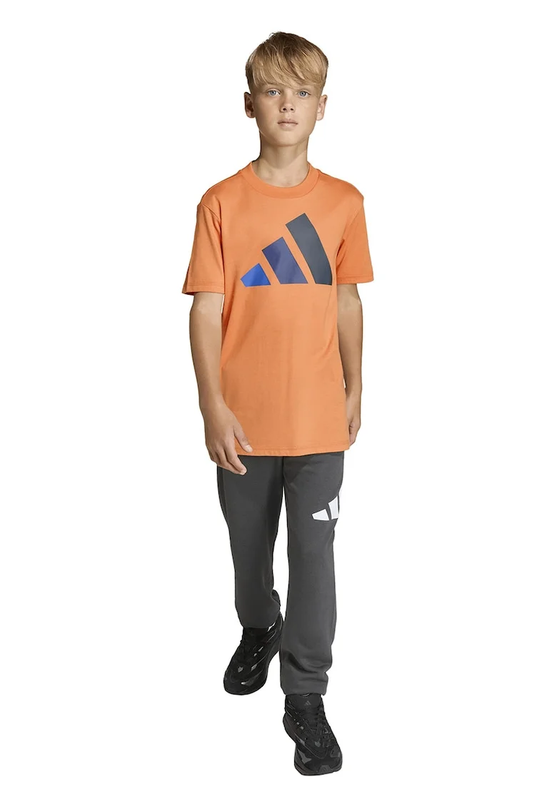 Tricou din bumbac cu imprimeu logo cauciucat, Portocaliu/Albastru