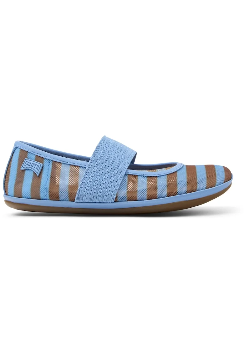 Balerini din material textil cu banda elastica Right, Albastru pastel/Maro