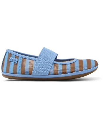 Balerini din material textil cu banda elastica Right, Albastru pastel/Maro