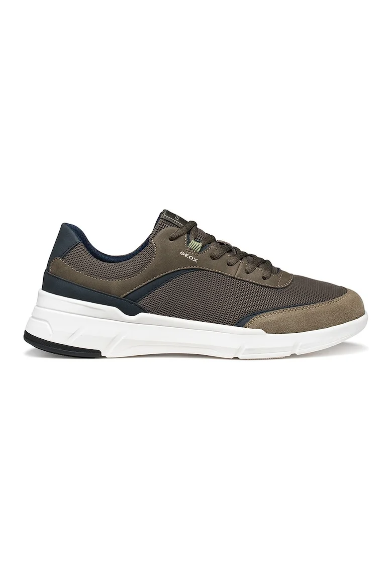 Pantofi sport din plasa si piele ecologica, Maro/Bleumarin