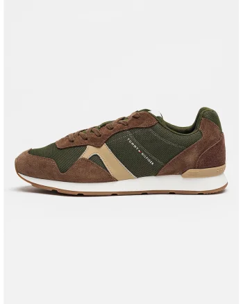 Pantofi sport low-cut Runner Icon cu straturi exterioare din piele intoarsa, Verde/Maro