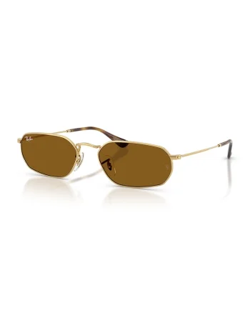 Ochelari de soare unisex cu logo discret, Auriu/Maro