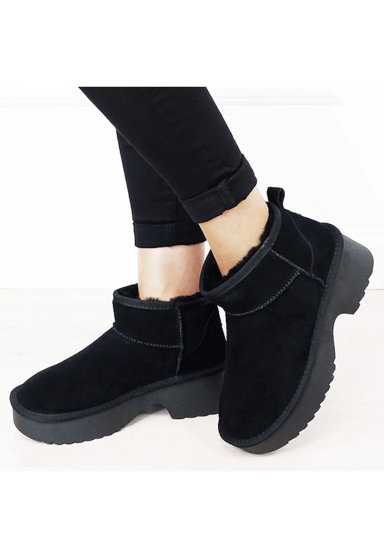Ghete negre din piele naturala W5878 114 18261, Maro cafeniu