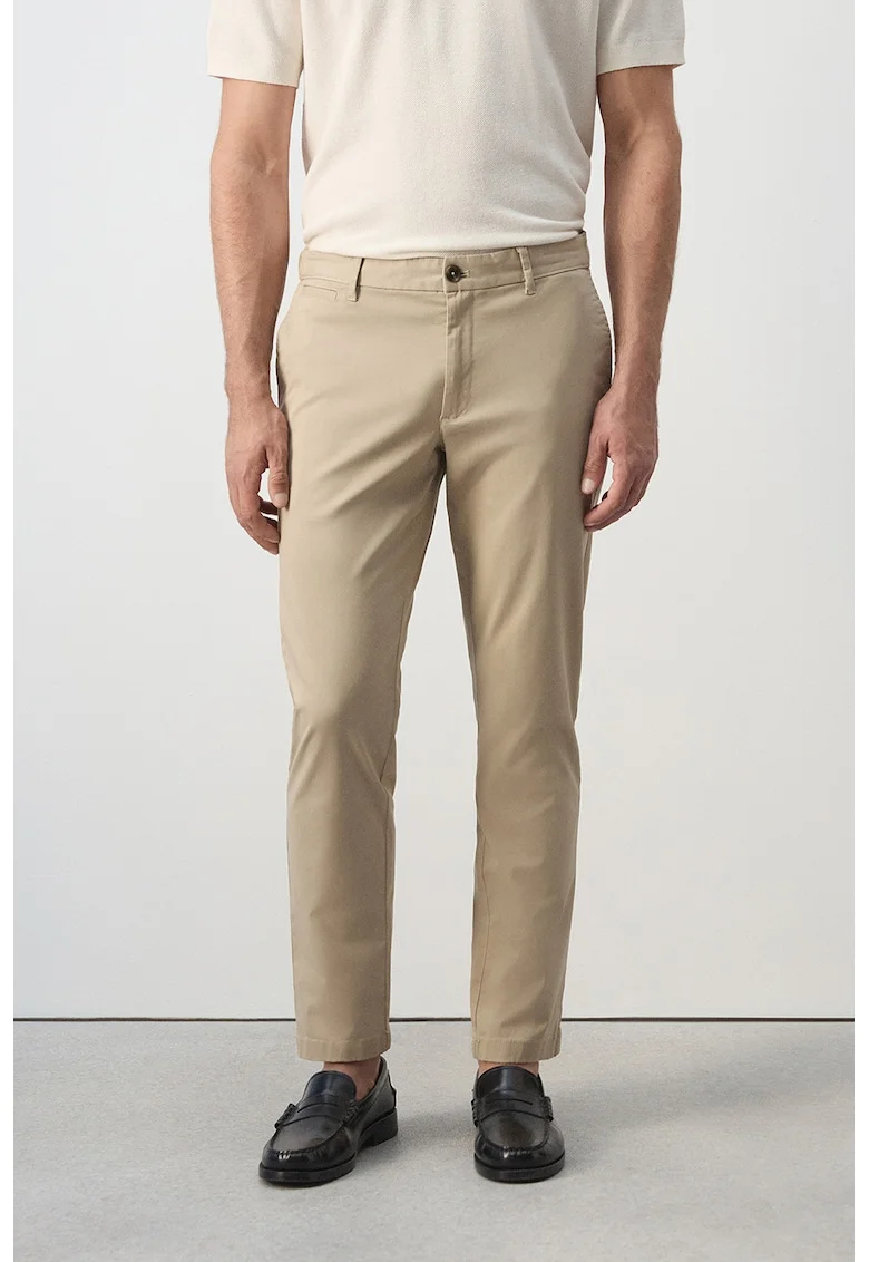 Pantaloni chino conici cu buzunare, Bej