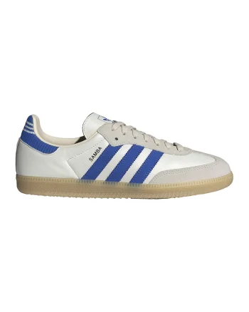 Pantofi sport Samba din piele cu insertii din piele intoarsa, Alb/Albastru