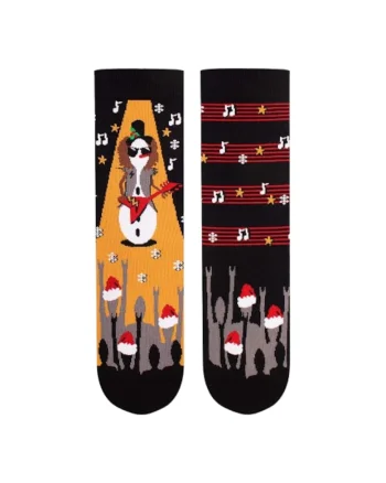 Sosete din bumbac organic de Craciun Arty Socks Om de Zapada Rocker Negru