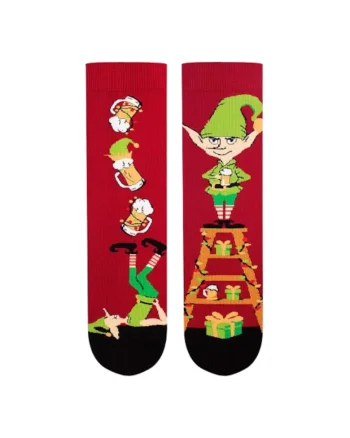 Sosete din bumbac organic de Craciun Arty Socks Spiridus Vesel Bordo deschis