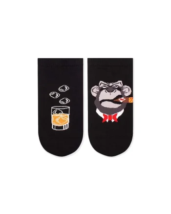 Sosete scurte bumbac Arty Socks Don Maimuta Negru