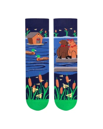 Sosete din bumbac organic Arty Socks Capybara Indragostita Albastru inchis