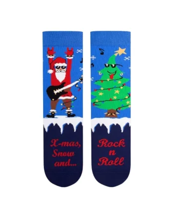 Sosete din bumbac organic de Craciun Arty Socks Santa Rocker - Albastru