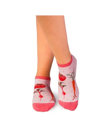 Sosete scurte bumbac organic Fine Cotton Veggie roz pal