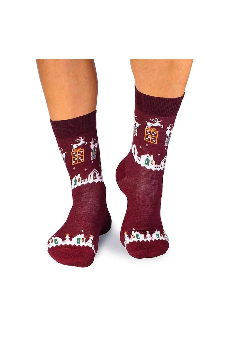 Sosete calduroase din lana merino Presents, 43-46 EU, Bordo