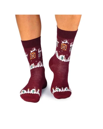 Sosete calduroase din lana merino Presents, 43-46 EU, Bordo