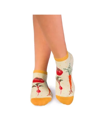 Sosete scurte bumbac organic Fine Cotton Veggie galben pal