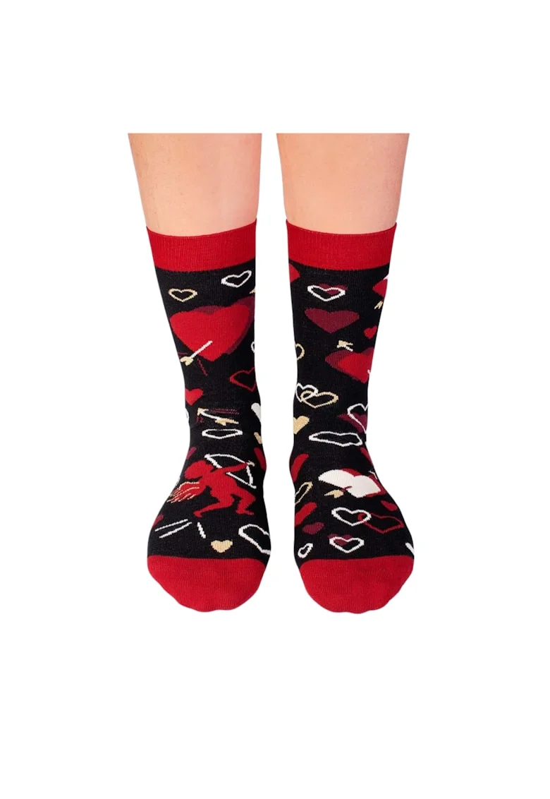 Sosete bumbac organic cu inimioare Colour Cotton Amore Negru