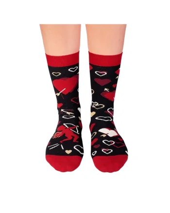 Sosete bumbac organic cu inimioare Colour Cotton Amore Negru