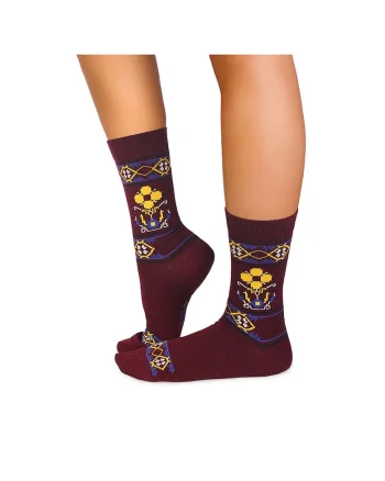 Sosete merino Ethno Fine Bordeaux,