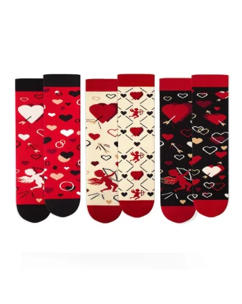 Set 3 perechi de sosete bumbac organic cu inimioare Colour Cotton Amore