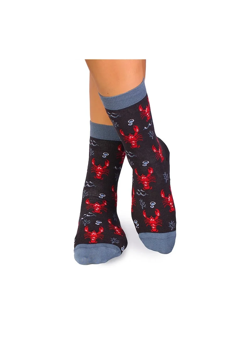 Sosete bumbac, Fine Cotton Sealife Homar Antracit
