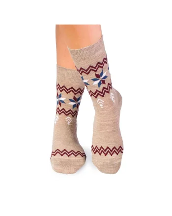 Sosete calduroase din lana merino Snow Bej,