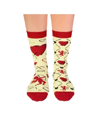 Sosete bumbac organic cu inimioare Colour Cotton Amore Ecru