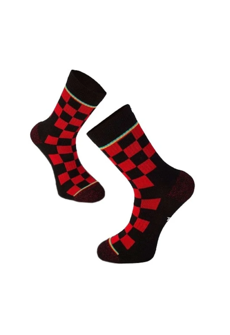 Sosete bumbac Active Lifestyle Socks Squares Rosu Negru