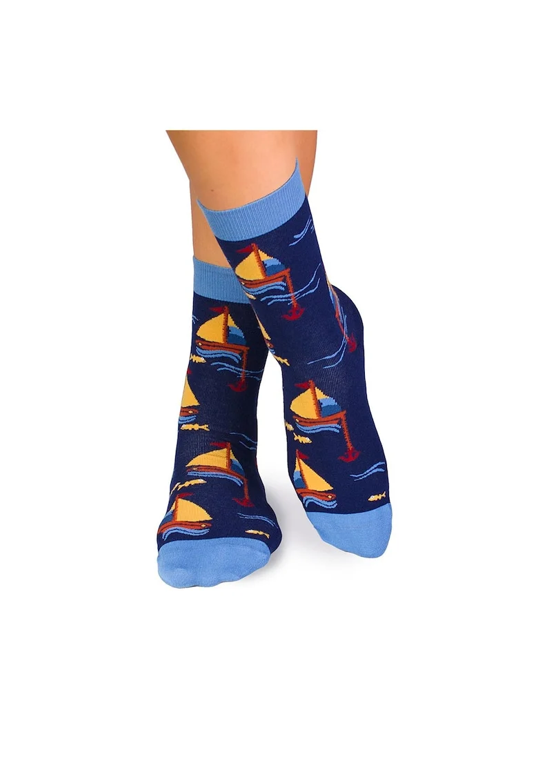 Sosete bumbac Fine Cotton Sealife Vaporase Albastru inchis