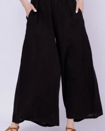 Pantaloni de vara din in largi, negri