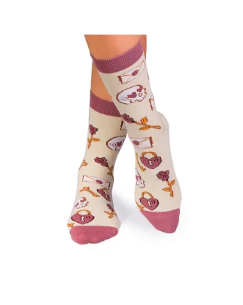 Sosete bumbac Colour Cotton Socks ST VALENTINE'S DAY Ecru