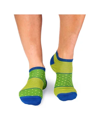 Sosete scurte bambus FINE BAMBOO cu buline si dungi verde lime