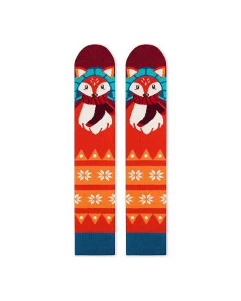 Sosete de bambus de Craciun Comfort Feet 3/4 pana la genunchi Vulpe de Craciun