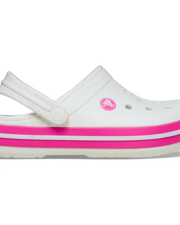 Saboți Crocs Crocband Kid's New Clog Alb - White/Pink Crush