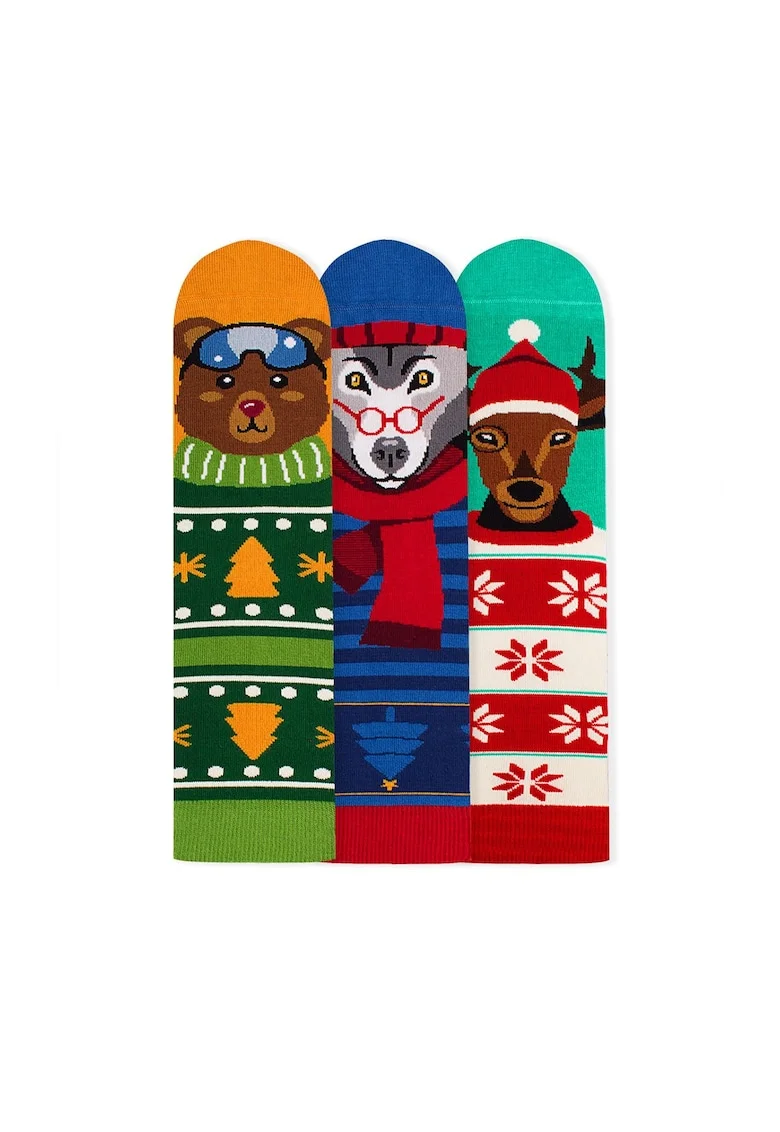 Sosete bambus de craciun BOX 3 Comfort Feet Socks Christmas Bear Deer Wolf