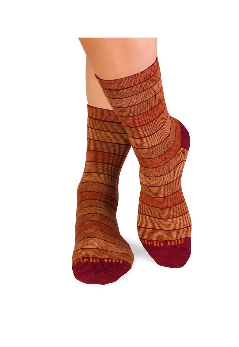 Sosete bumbac organic cu dungi 98% COTTON RICH Portocaliu