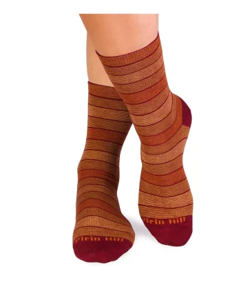 Sosete bumbac organic cu dungi 98% COTTON RICH Portocaliu