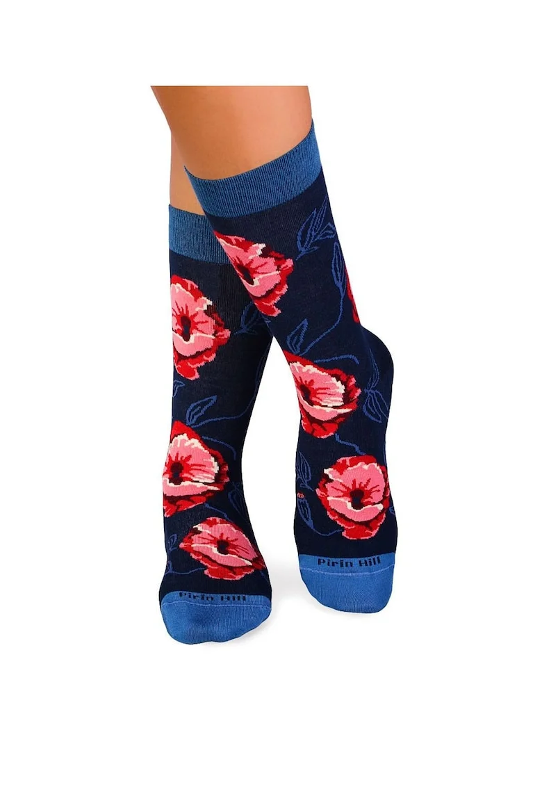 Sosete bambus FINE BAMBOO Flowers DARK BLUE