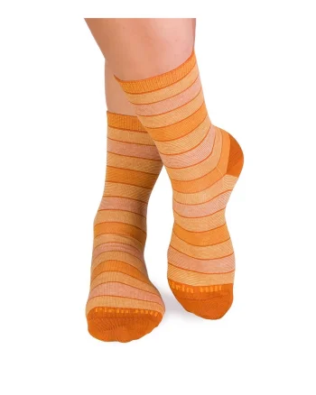 Sosete bumbac organic cu dungi 98% COTTON RICH Galben