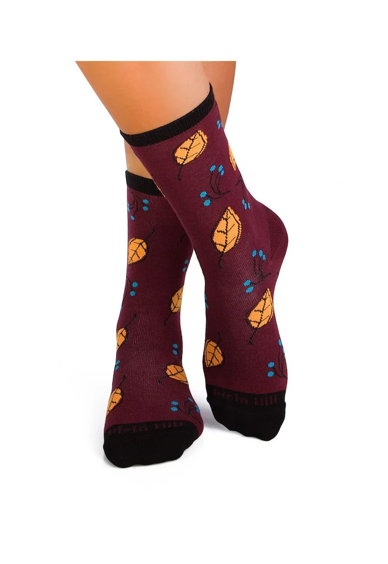 Sosete bumbac organic CULOARE BUMBAC FRUNZE DE TOAMNA Bordeaux