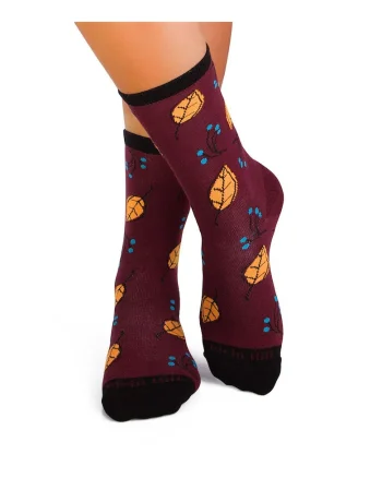 Sosete bumbac organic CULOARE BUMBAC FRUNZE DE TOAMNA Bordeaux