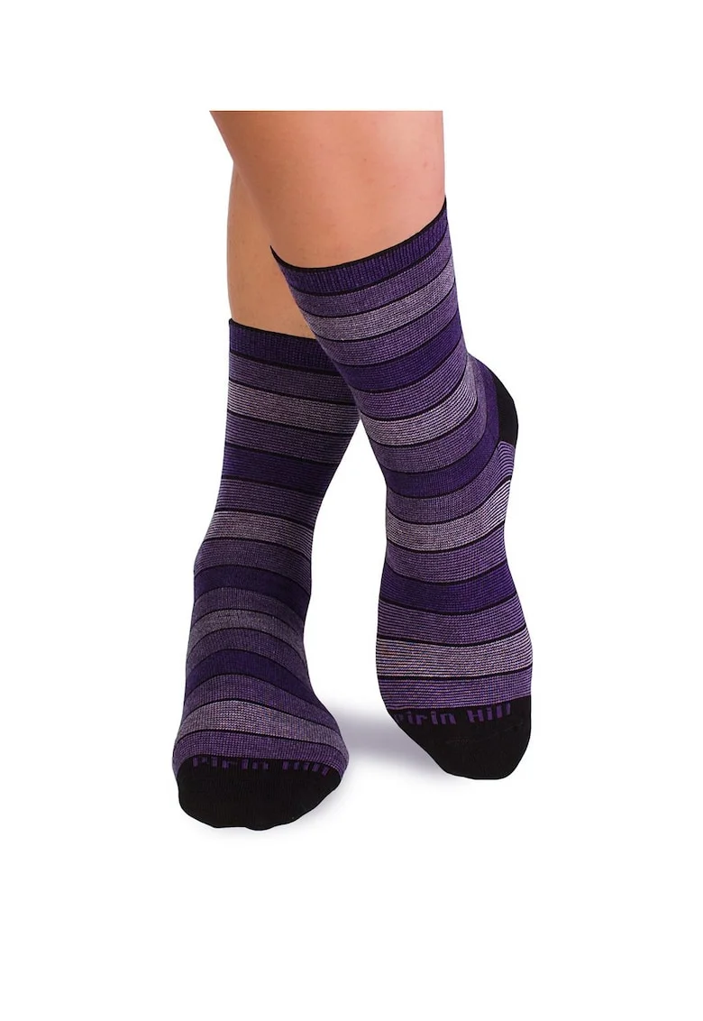 Sosete bumbac organic cu dungi 98% COTTON RICH Violet