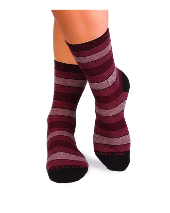 Sosete bumbac organic cu dungi 98% COTTON RICH Bordeaux