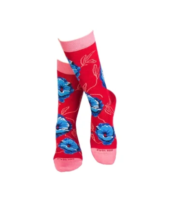 Sosete bambus FINE BAMBOO Flowers RED