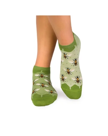 Sosete scurte bamboo FINE BAMBOO Sneaker Bees - Green