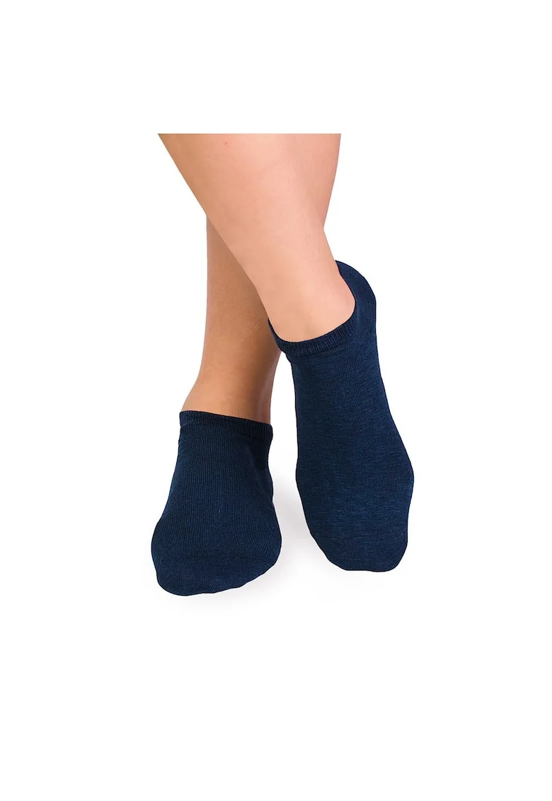 Sosete scurte din in si bumbac, LINEN SNEAKER SOCKS Albastru inchis