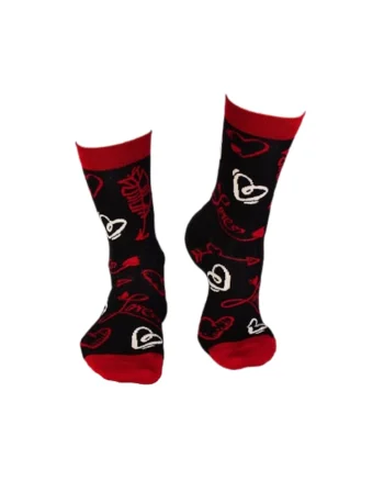 Sosete bambus Sf. Valentin Black & Red