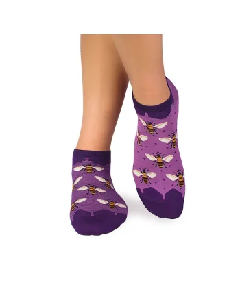 Sosete scurte bambus, FINE BAMBOO Sneaker Bees - Purple